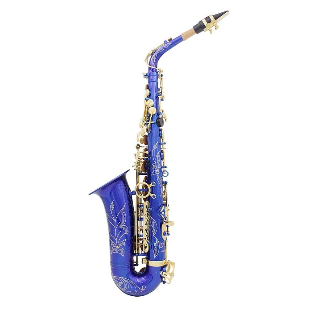 Sassofono contralto Eb Sassofono contralto in ottone for principianti e studenti, kit completo for sax mi bemolle con custodia for sax, kit di pulizia e cura (Color : Blue)