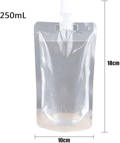 Miniatura 5 de 50 bolsas de bebidas, contenedor transparente para bolsas de batidos, bolsa de mano resistente a fugas y sellable, 8.4 onzas para botellas de