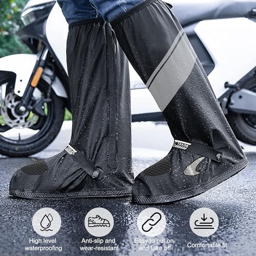 Couvre-chaussures imperméables moto en élastomère durable premium