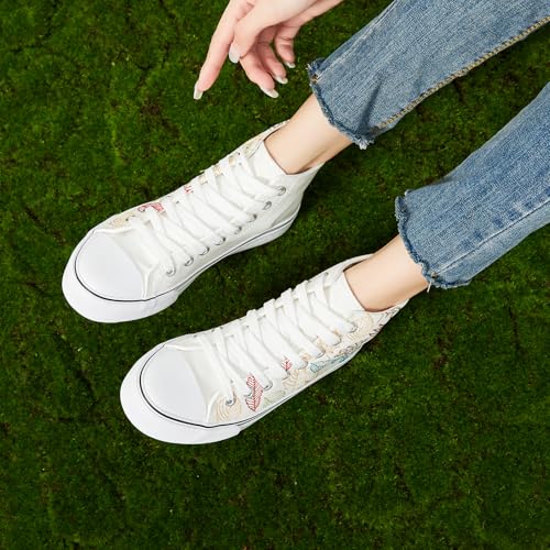 Image of ZGR Womens High Top Canvas Sneakers,Lace-up Casual Tennis Walking Shoes | Breathable canvas upper,memory foam comfort,non-slip outsole,high-top lace-up,for walking,tennis,travel,casual