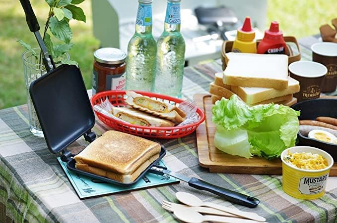 Panini Press Hot Sandwich Maker Non-Stick Panini Grill Pan with Handle Aluminum Flip Pan for Home and Outdoor Camping, 1 Pack - Image 5