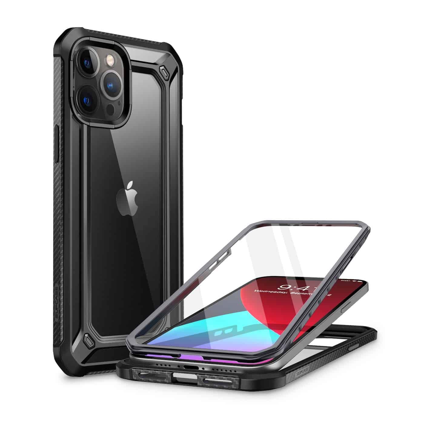 SUPCASE Unicorn Beetle EXO Pro Series Case for iPhone 12 / iPhone 12 Pro (2020 Release) 6.1 Inch, with Built-in Screen Protector Premium Hybrid Protective Clear Bumper Case (Black)