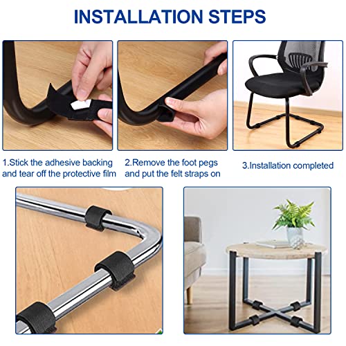 32 Stück Bodenschoner für Stühle, Stuhlbeinschoner Klettverschluss, Parkettschoner, Geeignet für Schlittensitze, Schaukelstuhl Rutschfestigkeit und Lärmreduzierung (32)