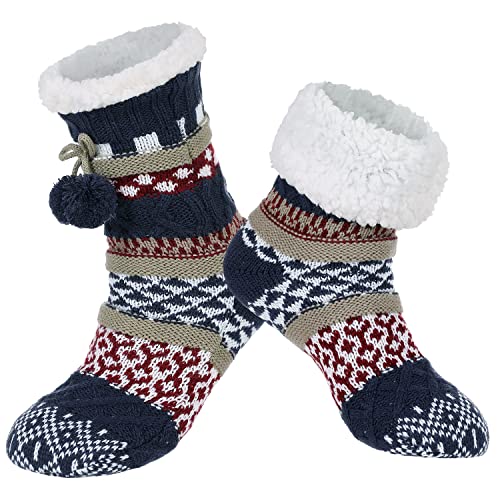 Image of Chassic Sherpa Lined Slipper Socks for Women, Non-Slip Cozy Winter House Socks, Soft Fuzzy Socks, Gifts for Women & Ladies Stocking Stuffers