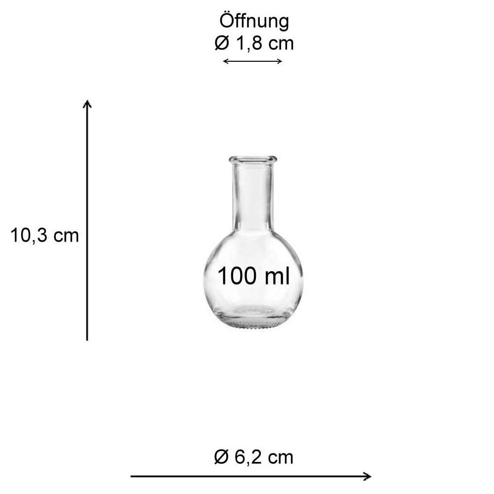 Viva Haushaltswaren Tulipano szklana butelka 10 szt., 100 ml, z korkiem, do samodzielnego napełniania, średnica 5 cm