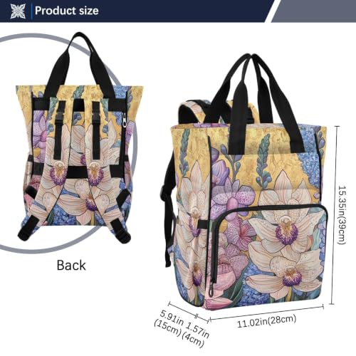 Duże torby na pieluchy unisex na podróż kwiaty orchidea lawenda hiacynt