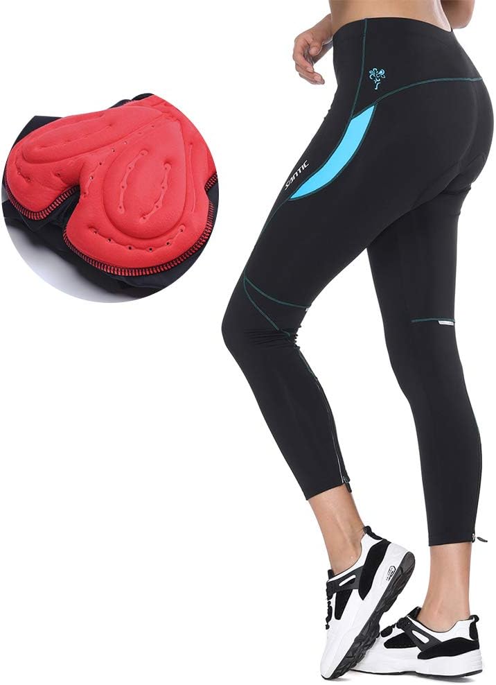 Santic Women's Bike Pants Cycling Tights 4D Padded Bicycle Long Trousers Breathable & Quick Dry