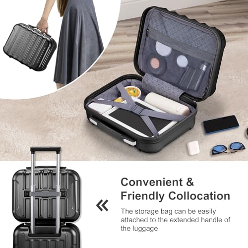 2 Piece Luggage Set, 20" Carry-On Expandble Luggage Hardside Lightweight Suitcase, 14" Mini Cosmetic Cases Checked Luggage for Travel3