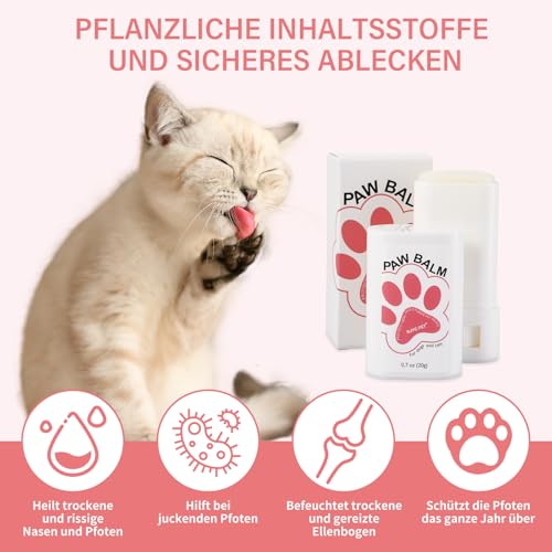 GJYC PET Pfotenbalsam Hund, Pfotenbalsam Stick mit Bienenwachs und Vitamin E, Pfotenpflege für Hunde und Katzen - Heilt, Repariert und Regeneriert Trockene, Rissige und Beschädigte Pfoten