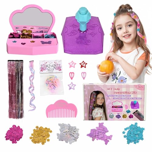 Hair Gem Stamper Kit with Glitter Patches for Girls