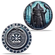 Viking Norse Mythology Challenge Coin Odin Wisdom and Ouroboros Rune Design Nordic Token of Strength, Protection, and Fate