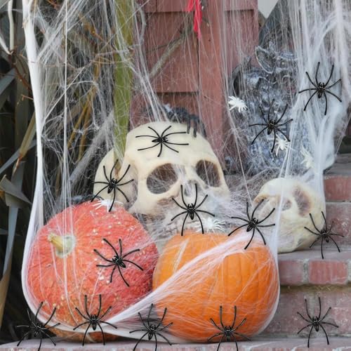 Halloween Spider Web Decoration - 60g Halloween Cobwebs with 30pcs Fake Spiders, Scary Spider Webs for Outdoor Haloween Party Decorations - Image 4