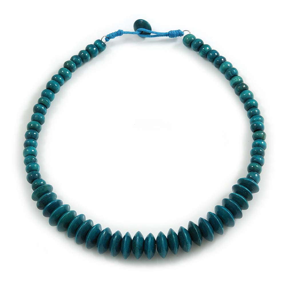 Avalaya Collana in filo di legno con bottone multicolore