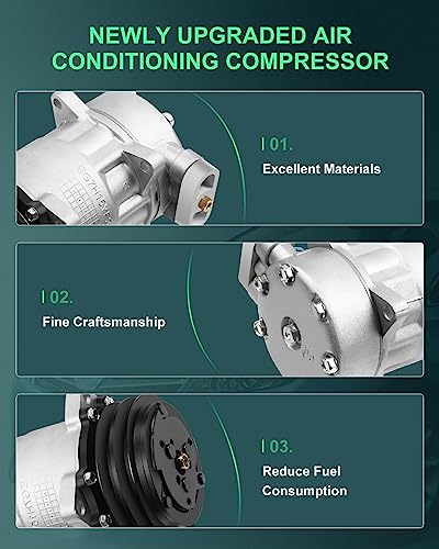 Image of SCITOO AC Compressor for Peterbilt for 320 10.3L 2001-2004 | Fast Cooling, Ultra Low Noise (≤72 dB)Air Conditioner Compressor with Clutch, Easy Installation, 782321 922878 922909