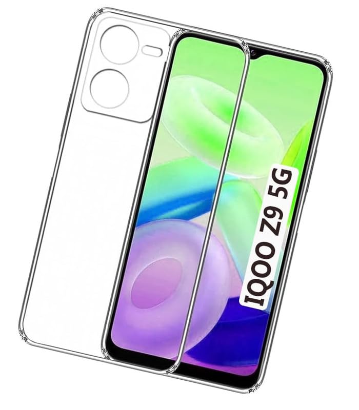 Image of Case Creation New Vivo IQOO Z9 Premium Imported 0.3mm Crystal Clear Totu Silicone Transparent Flexible Soft Corner Protection with TPU Slim Back Case Color Cover for Vivo IQOO Z9