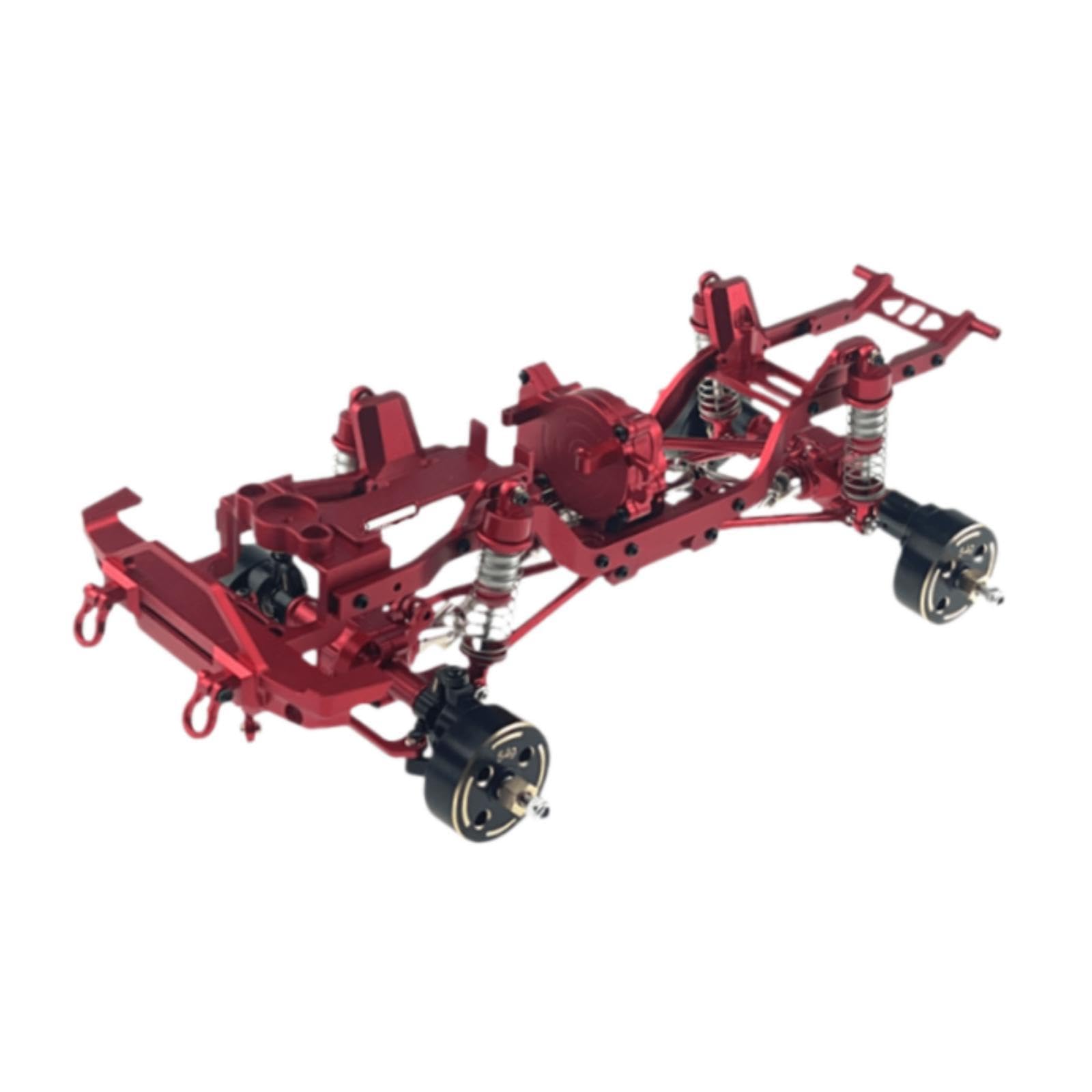 Chasis Metálico 1 18 Bastidor de Vehículo Estructura Chasis Soporte con Ruedas Mecanizado de Precisión y Conexiones Compatibilidad con, Rojo