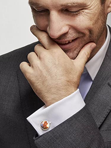 Custom4U Custom Cufflinks for Men - Personalized Photo Cufflinks/Initials Stainless Steel/Gold/Black Customized Wedding Memorial Gift for Groom Father of the Bride2