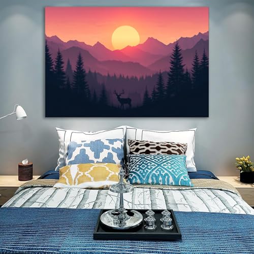 Coucher de soleil tableaux grand format pour décorer un bureau vide