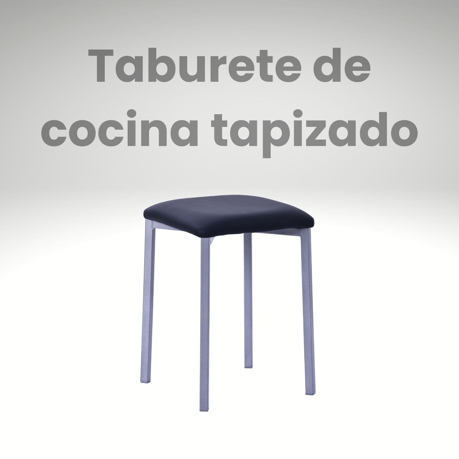 Lote de 2 Banquetas Cocina - Taburete Bajo con Estructura Metálica Gris Epoxi y Asiento de Madera de DM con Espuma, Acabado en Poliéster - Colores Blanco y Negro, 32x32x45 cm (Negro)
