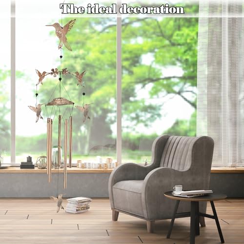 Image of Wind Chimes for Outside Garden Decor - Hummingbird for Mom, Birthday Gifts for Women, Memorial Gifts, Housewarming Gifts, Yard or Patio Deals