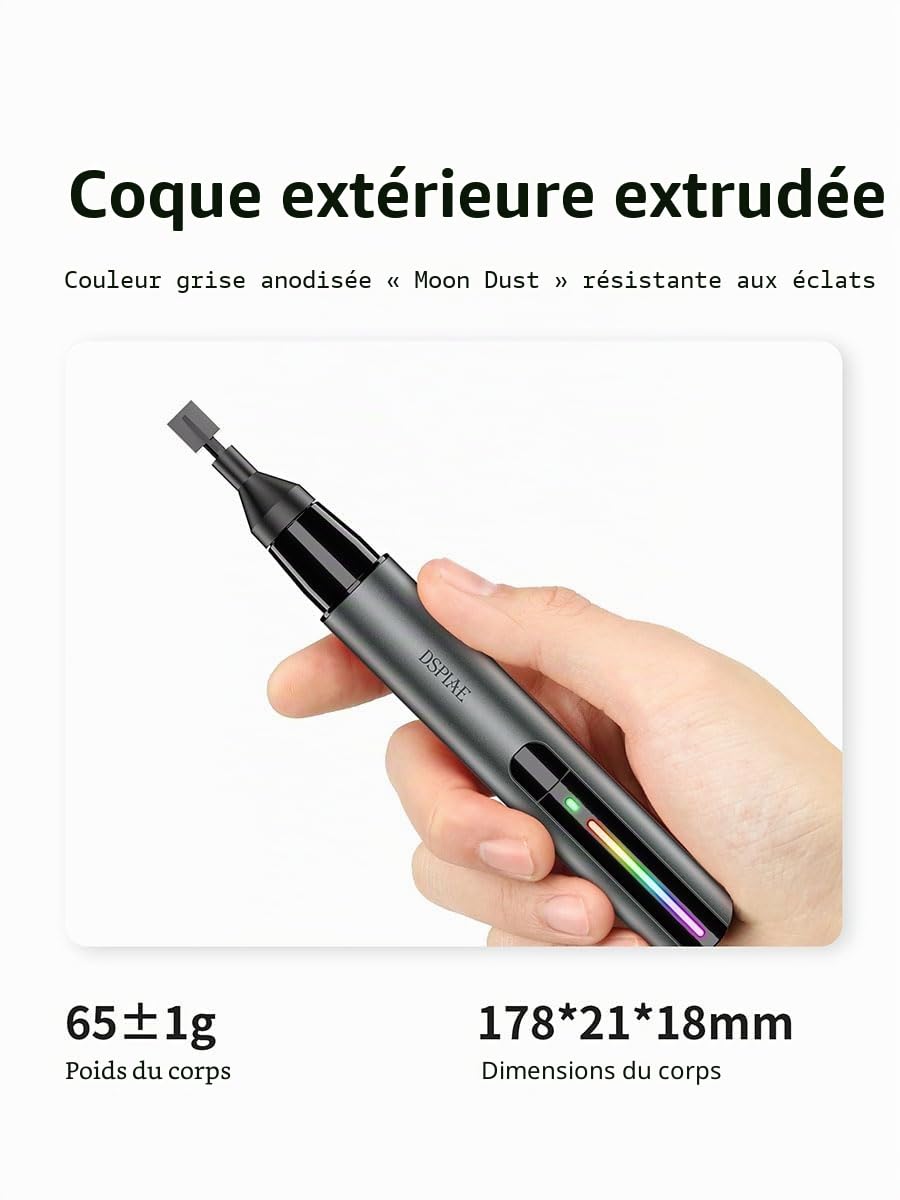DSPIAE PRO Ponceuse électrique alternative, avec 8 têtes de ponçage, ensemble de papiers abrasifs en silicone 7 grains (180-1200), cordon d'alimentation et étui, vitesse de ponçage 5400 tr/min