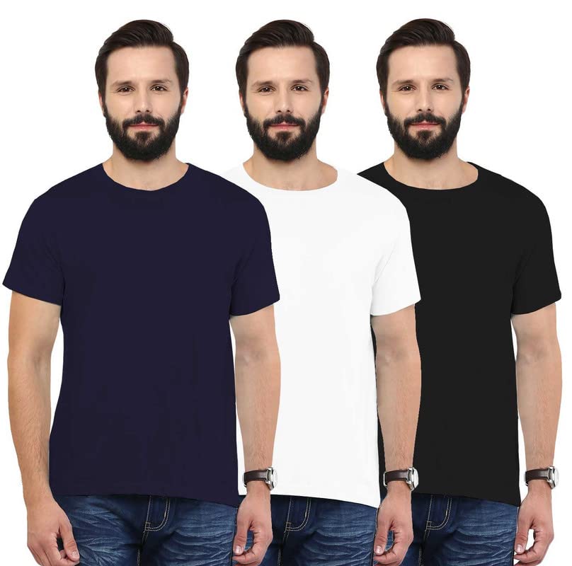 Image of Aventura Outfitters Round Neck T-Shirt for Men Combo Pack of 3 Cotton T-Shirts