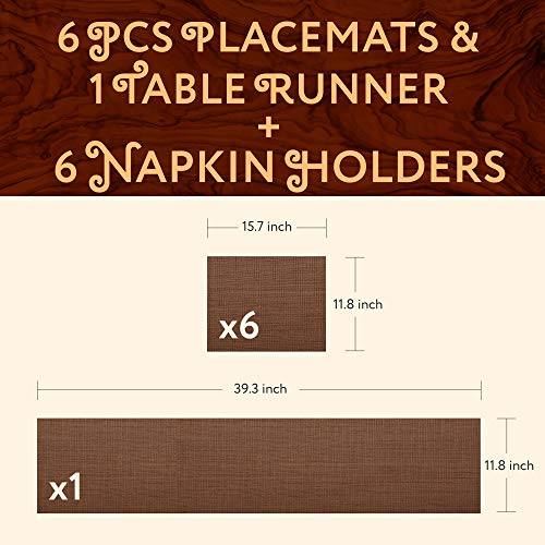Trivetrunner: Decorative Modular Trivet Runner with 6 pcs Placemats Set Hot Pad, Heat-Resistant Surface,for Hot Plates, Pots, Dishes (Brown Set 1 Table Runner + 6 placemats)