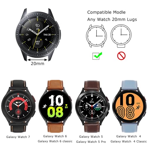 Tasikar Leather Bands Compatible with Samsung Galaxy Watch 7/6/5/4 Band/Watch 6 Classic 43mm 47mm/Watch 5 Pro Band, Genuine Leather Strap for Galaxy Watch 4 Classic/Watch 3, Dark Brown Tasikar Leather Bands Compatible with Samsung Galaxy Watch 7/6/5/4 Band/Watch 6 Classic 43mm 47mm/Watch 5 Pro Band, Genuine Leather Strap for Galaxy Watch 4 Classic/Watch 3, Dark Brown