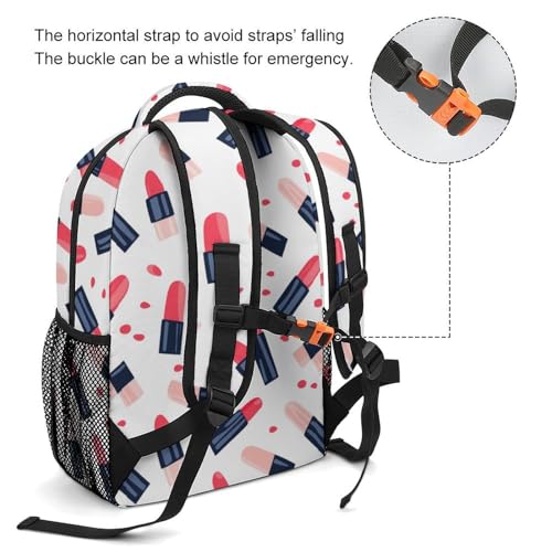Lipstick Pattern Funny Backpack Casual Daypack Lightweight Shoulders Bag for Men Women Cute Print3