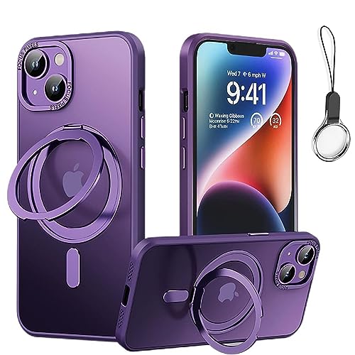 iPhone 11 用 ケース Magsafe対応【360°回転可能な Magsafeリングスタンド ホルダー 一体型・ストラップ1種付き】アイフォン11カバースタンド機能 縦横両対応 HILEGENER スマホケース 耐衝撃 カメラレンズ保護 あいほん1