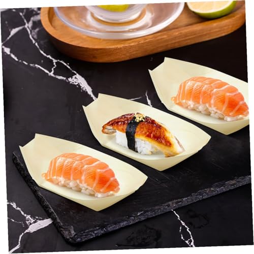 Bandejas para sushi en forma de barco de madera sintética miniatura 6