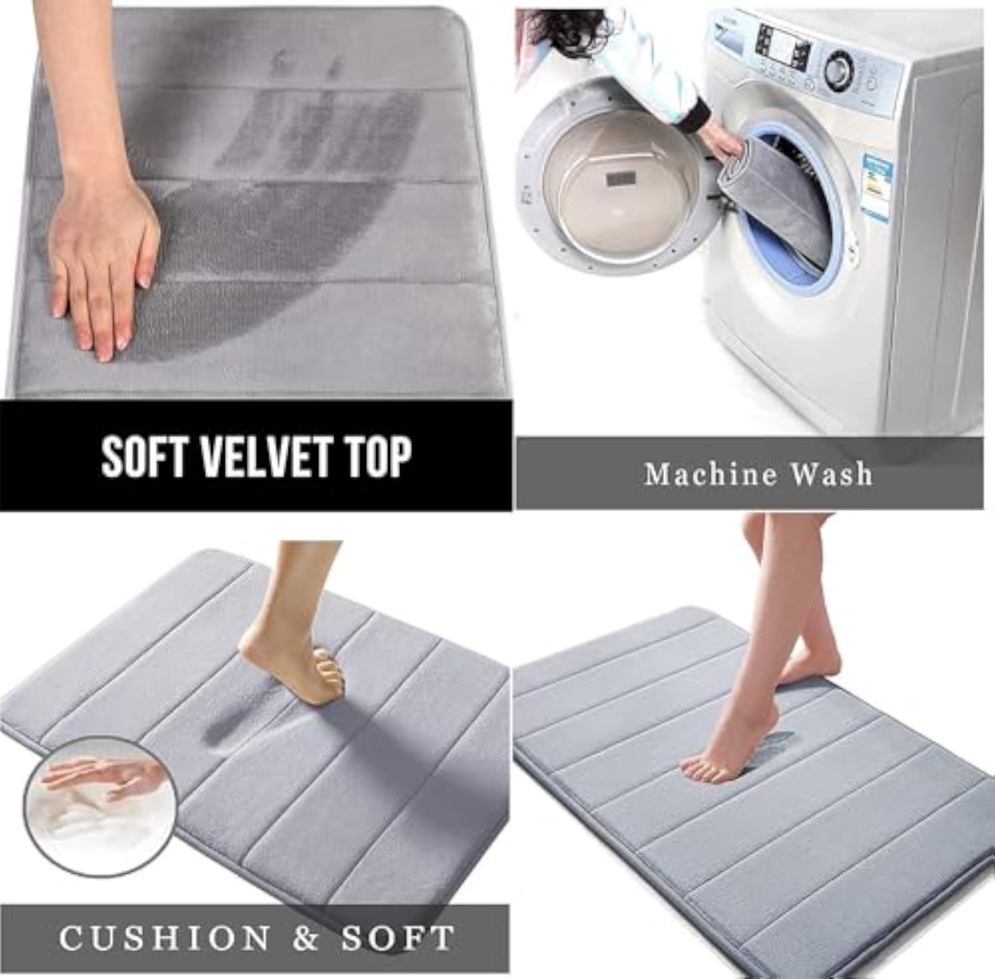 Rectangular Anti-Slip Memory Foam Bath Mat Rug