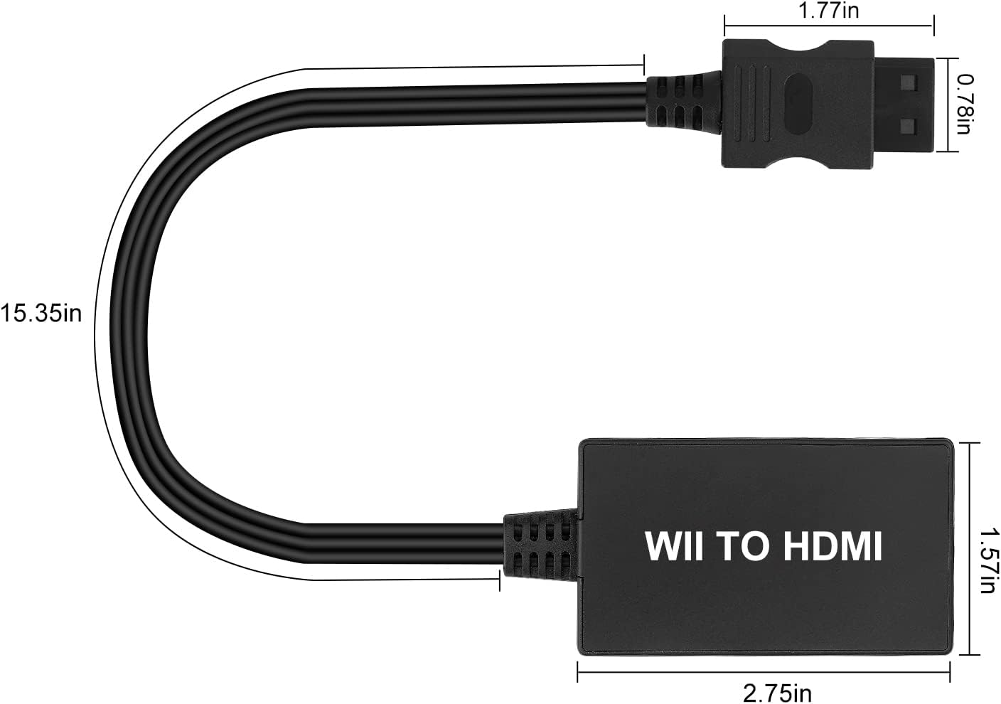 Wii to HDMI Adapter with HDMI Cable,1080P Wii to HDMI Converter Output Video Audio with 3.5mm Jack Audio, Supports All Wii Display Modes-Black