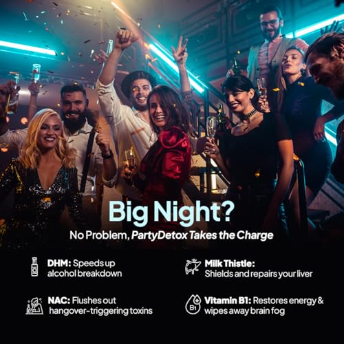 Image of Miduty Party Detox to Party Smart & Anti - Hangover For Better Morning & Night | Supports Liver | Safe, Effective & Clinically Tested by International Lab - 5 Capsules