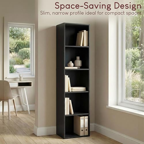 Estantería Oxford Cube de madera negra librería modular de 5 baldas 5