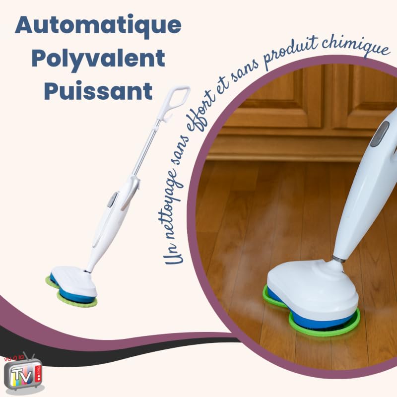 VENTEO - Balai Vapeur Rotatif Double Tête | Nettoyeur Vapeur Haute Température | Balai Serpillière Microfibre pour Sol Carrelage Parquet | Nettoyage Désinfection Décolle Saletés Tenaces Sans Effort
