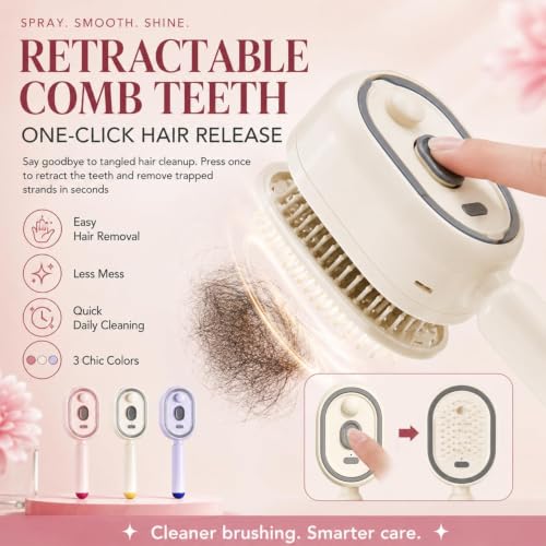 Image of REVNOTH Electric Spray Retractable Air Cushion Comb | 5 in 1 Rechargeable Hair Massage | Steam Hair Brush for Scalp Massage, Detangling, Smoothing, Curling, Relieve Hair Tangles & Dryness | Salon Hair Care Tool