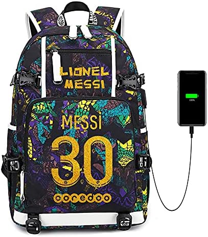 Soccer Player Star Lionel Messi Multifunction Backpack Travel Student Backpack Football Fans Bookbag For Me…