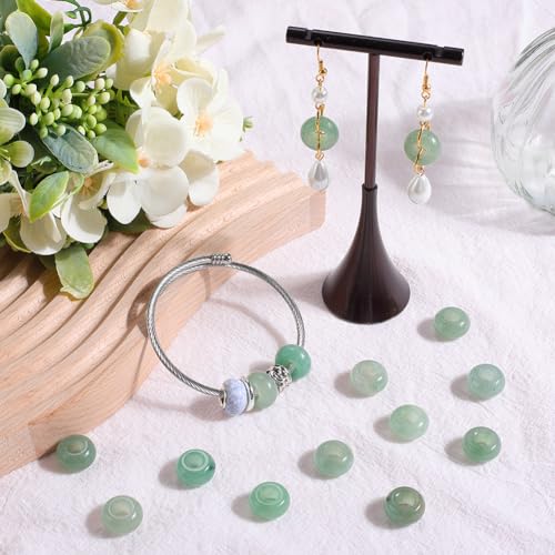 SUNNYCLUE 1 Box 16Pcs Green Aventurine Large Hole Beads 6mm Natural Stone European Bead Bulk Round Gemstone Rondelle Loose Spacer Beads for Bracelets jewellery Making DIY Necklace Earrings Beginner - Image 4