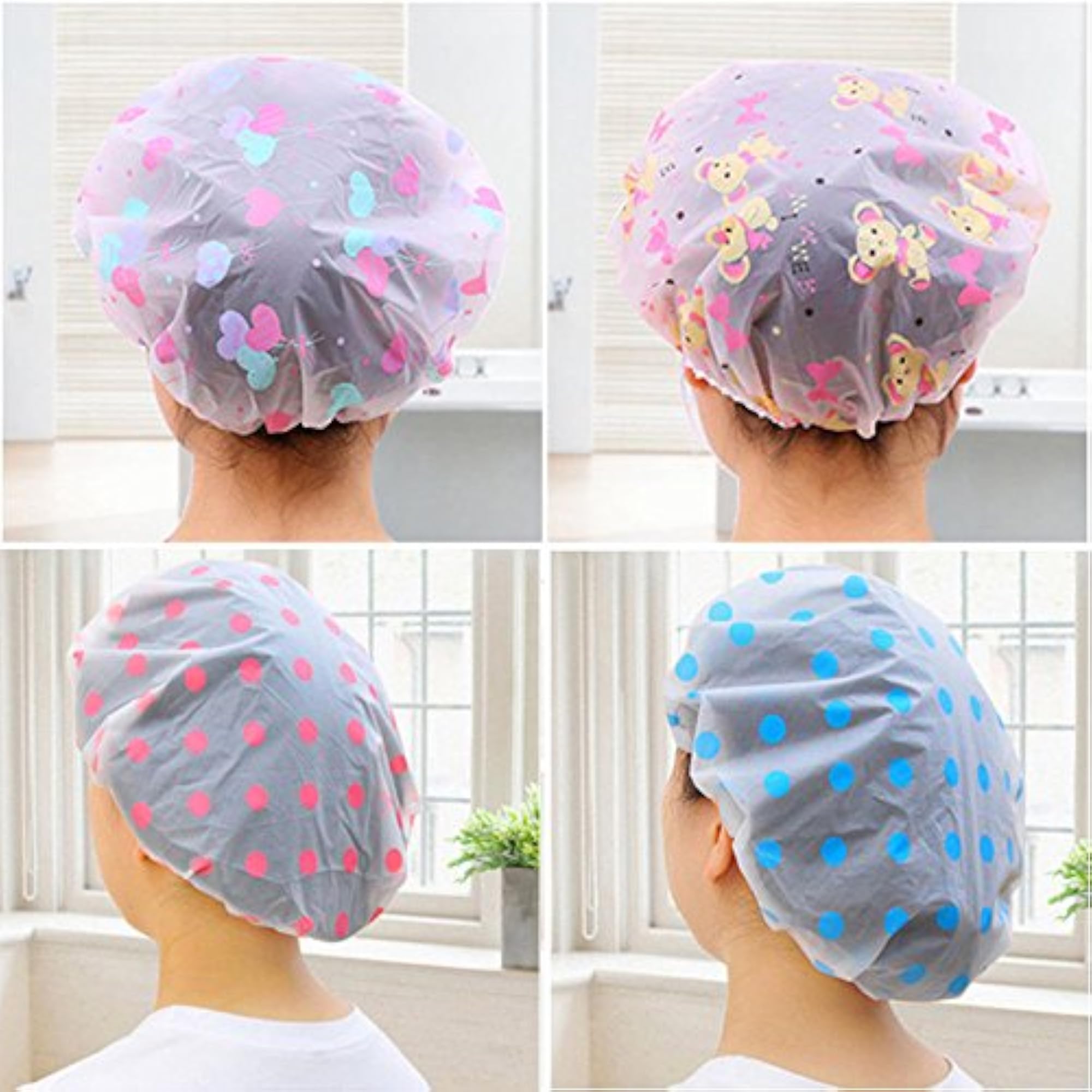 Set of 3 Good Quality Reusable Elastic Shower Caps