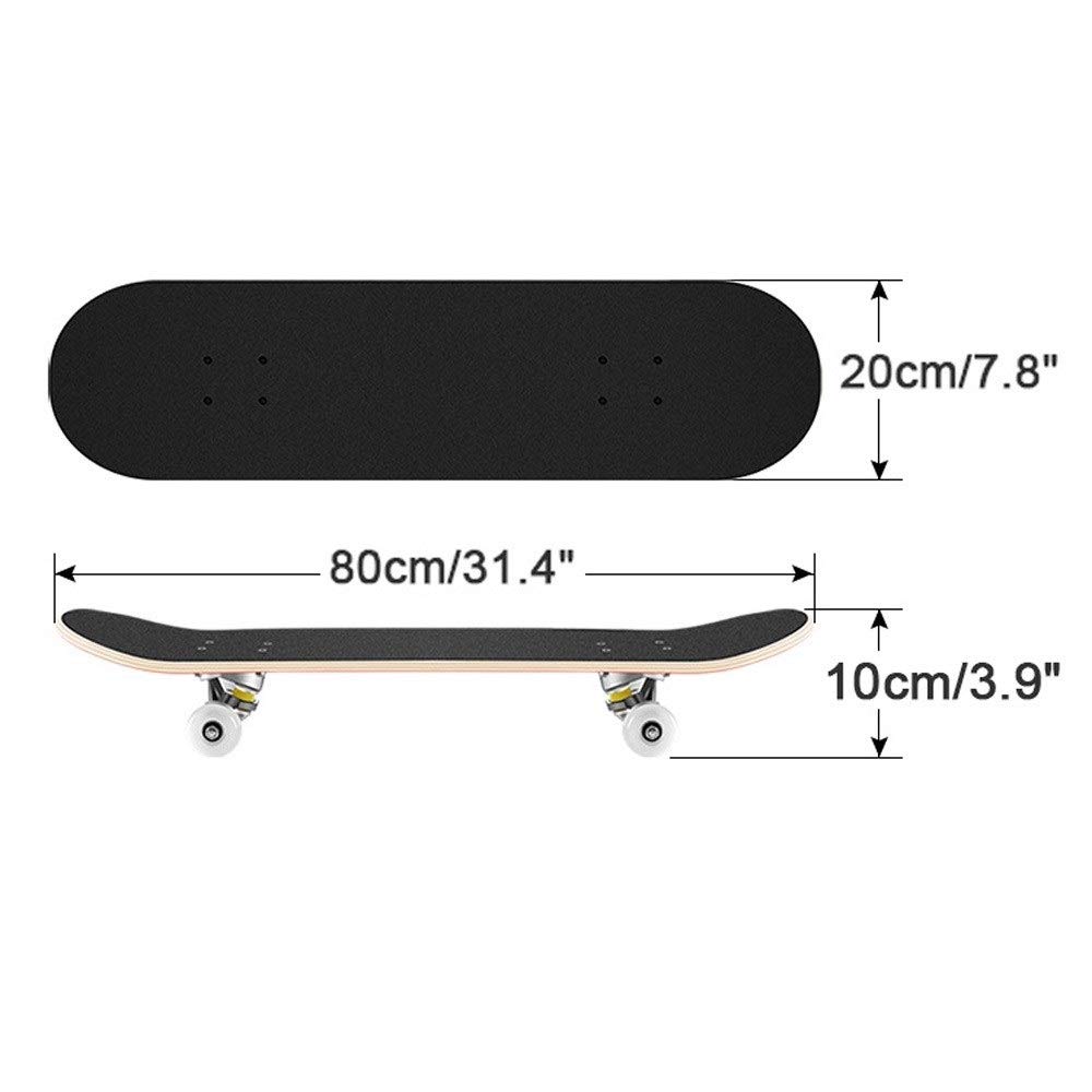 Monopatín Completo para Principiantes y Profesionales, 7 Capas de Madera de Arce Skateboard, Cruiser para Adultos y Niños