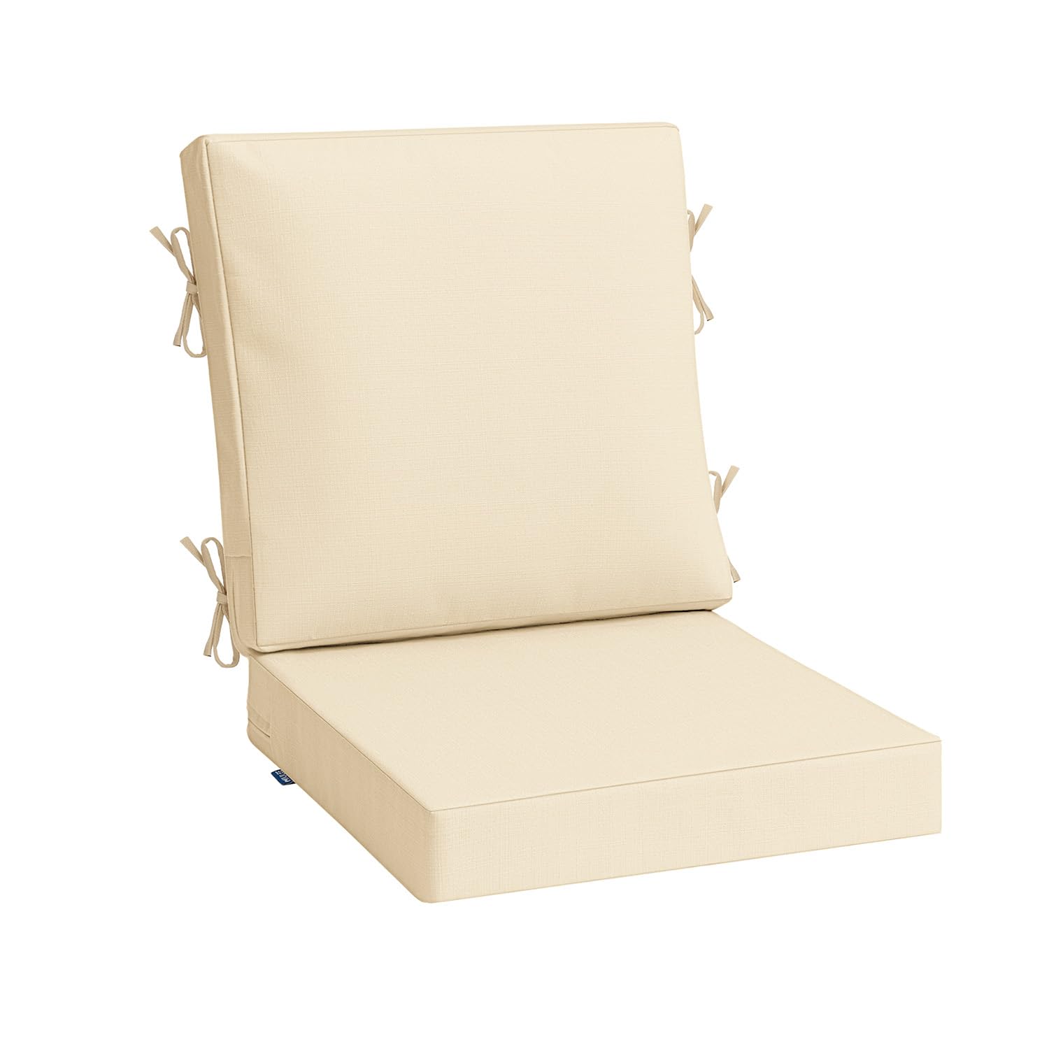 Photo 1 of MIULEE Beige Outdoor Dining Cushion 20x20 Inch Waterproof & 3 Year Color Fastness Deep Seat and Back Cushion for Patio Furniture Chair with Ties
