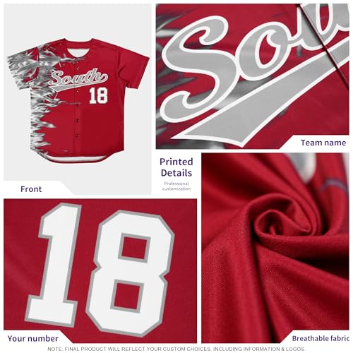 Camiseta personalizada de béisbol para hombres, mujeres y jóvenes con nombre, número y logo bordados miniatura 4
