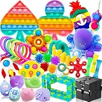 Chennyfun Fidget Toy Set, 36PCS With Box Fidget Pack, Sensory Anxiety Relief Stress Toys for Autism, Fidget Toy in Rainbow color, Octopus Relaxing Entertainment Birthday Gift for Kids Adults