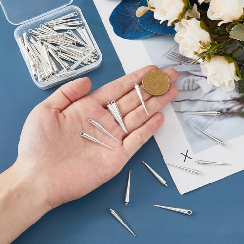 DICOSMETIC 60Pcs Zinc Alloy Cone Spike Punk Style Charms for Jewelry Making, Platinum - Image 3