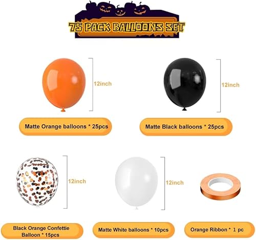 Miniatura 2 de Globos de fiesta para cumpleaños, boda, compromiso, despedida de soltero, despedida de soltera, decoración de fiesta (negro y naranja)