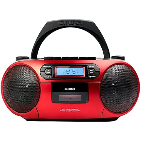 Aiwa BBTC-550RD - Radio Cassette Portátil con CD, Bluetooth y USB Cover