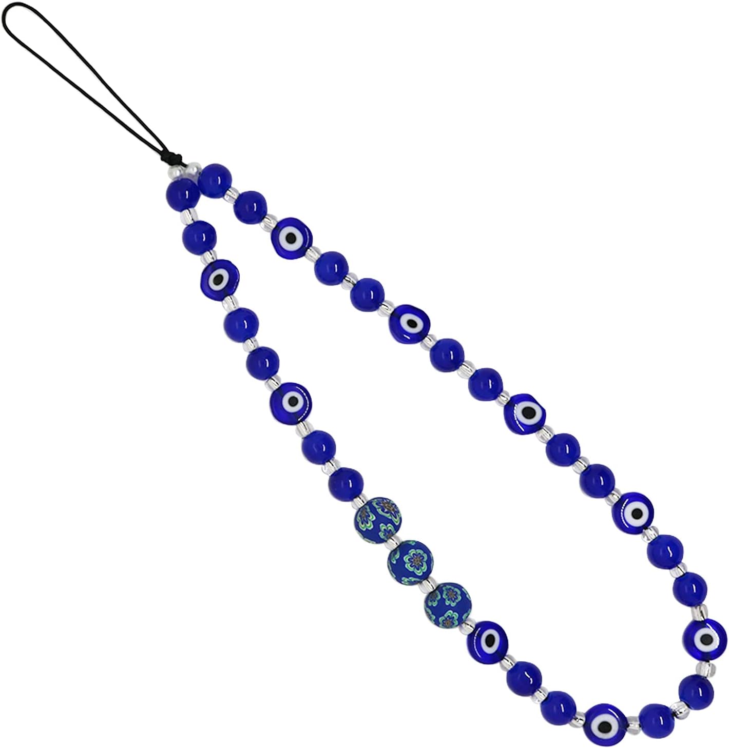 Beaded Phone Charm, Face Phone Lanyard Wrist Strap Gemstone Handmade Phone Chain Strap Keychain for Women Girls