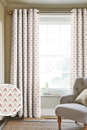 Image of Casableu Anthem Zodiac Cotton Look Door Curtains Pack of 2-9 Feet Long Door, Printed Design, Room Darkening Curtains with Tiebacks, Eyelet Style for Bedroom & Living Room Decor (Coral Tree, 9 ft)