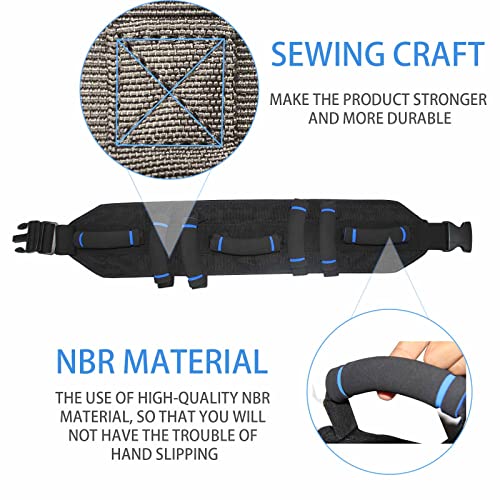 Kkaffe Gait Belts For Seniors With 7 Handles,Back With Anti-Slip Material- Safety Belt For Elderly,Medical Transfer Belt For Lifting/Walking Patients,Over Duty Heavy 250Lb Capacity (Blue) #TOP3